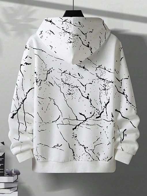 Men's Letter Printed Pocket Front Drawstring Hoodie