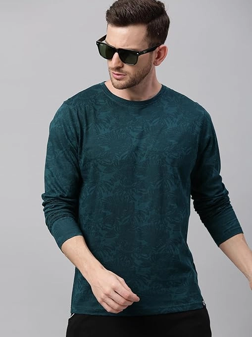Urbano Fashion Men's Printed Full Sleeve Slim Fit Cotton T-Shirt