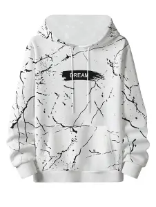 Men's Letter Printed Pocket Front Drawstring Hoodie