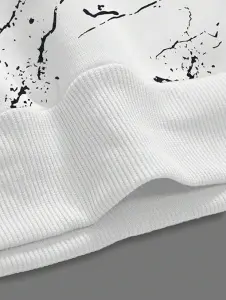 Men's Letter Printed Pocket Front Drawstring Hoodie