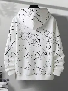 Men's Letter Printed Pocket Front Drawstring Hoodie