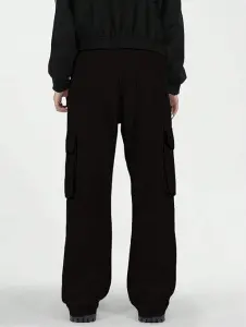 GRECIILOOKS Regular Fit Cotton Trousers Baggy Pants Cargos for Men (GL-TP-1076_Black_S)